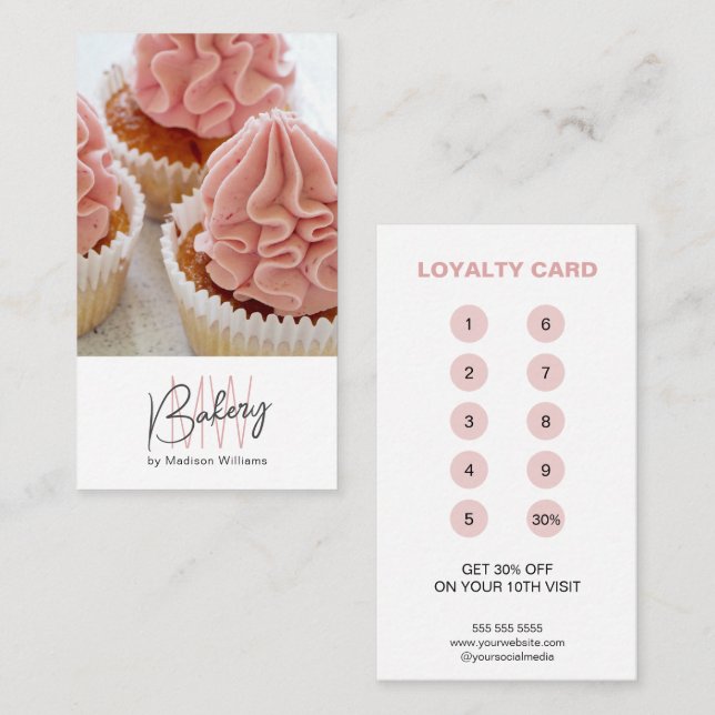 Bakery Monogram Logo Professional Business  Loyalty Card (Front/Back)