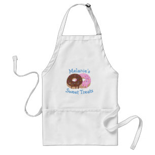 Bakery Name Chocolate and Pink Sprinkled Donuts Adult Apron