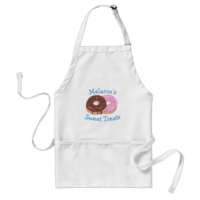 Bakery Name Chocolate and Pink Sprinkled Donuts Adult Apron (Front)