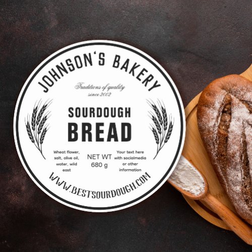 Bakery Name Sourdough Bread Loaf Vintage Bakery Classic Round Sticker