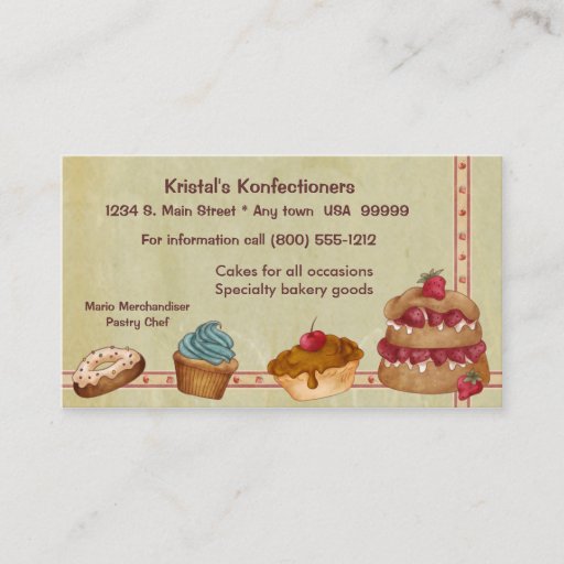 Customizable Bakery or Cake Business Card