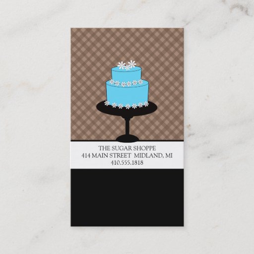 Customizable Bakery Boutique Style Mocha Plaid Business Cards