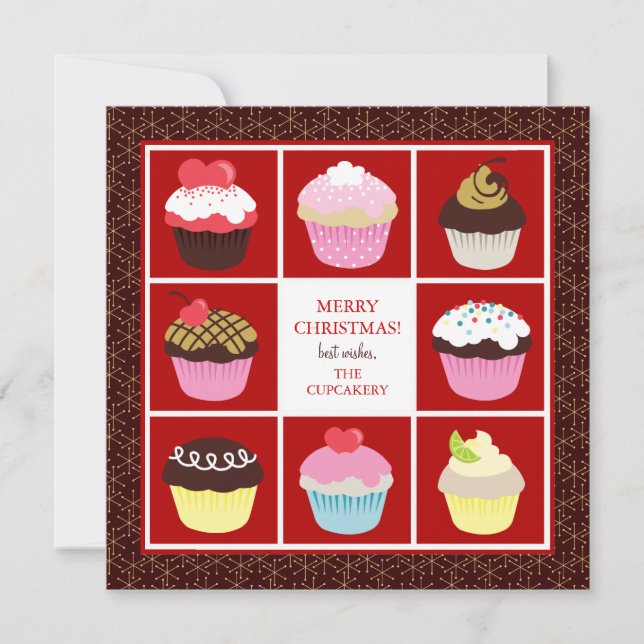 Bakery or Cupcake Shop Business Christmas Cards (Front)