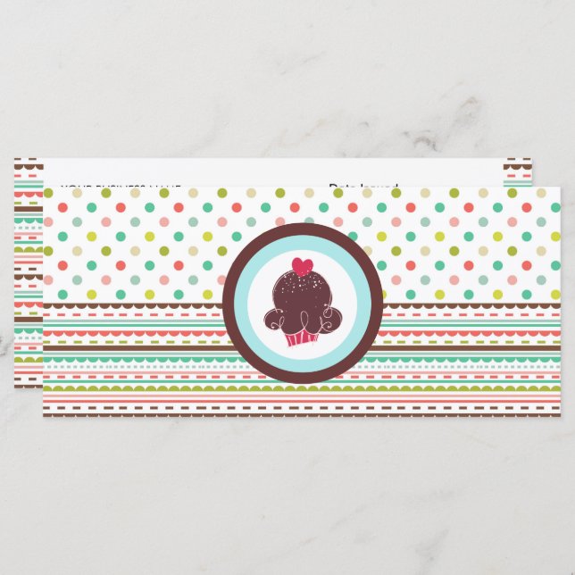 Bakery or Cupcake Shop Gift Certificates (Front/Back)