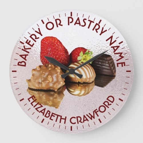 Bakery Or Pastry Sweets Cake Shop With Your Name Large Clock