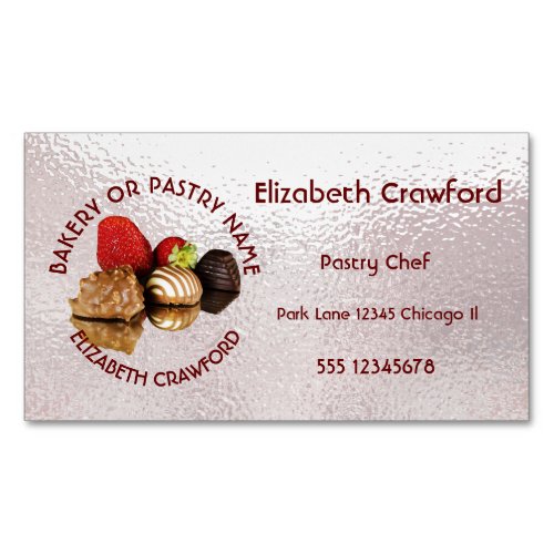 Bakery Or Pastry Sweets Cake Shop With Your Name Magnetic Business Card