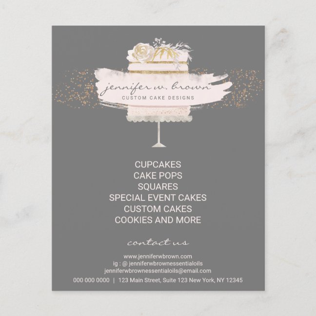 Bakery Pastries Patisserie Custom Decorated Cake Flyer