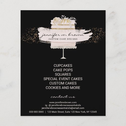 Bakery Pastries Patisserie Custom Decorated Cakes Flyer