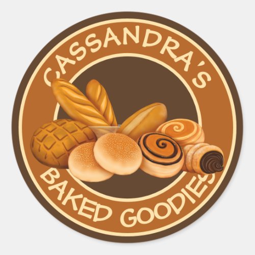 Bakery Pastries Your Name Bread Bakers Logo Classic Round Sticker