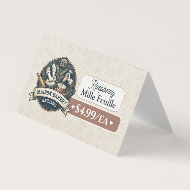 Bakery Pastry Baker Display Sign Label Price Tag (Front)