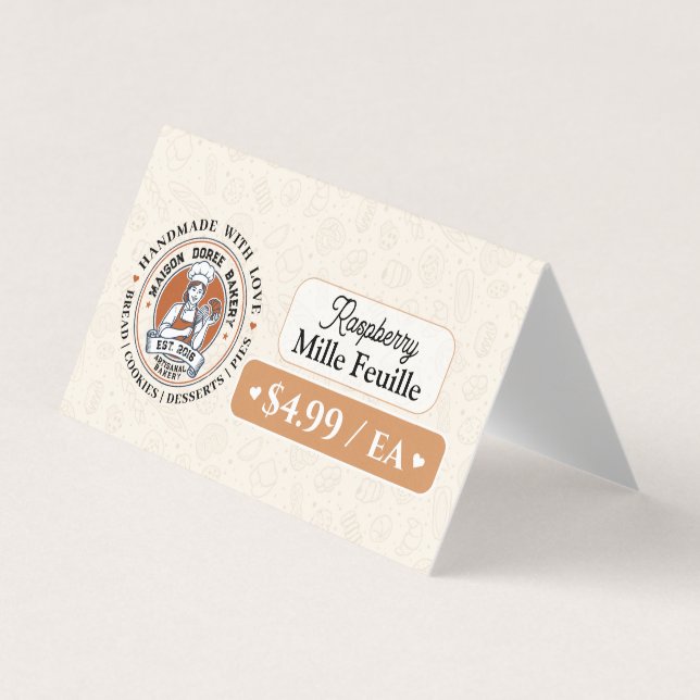 Bakery Pastry Baker Display Sign Label Price Tag (Front)