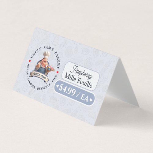 Bakery Pastry Baker Display Sign Label Price Tag