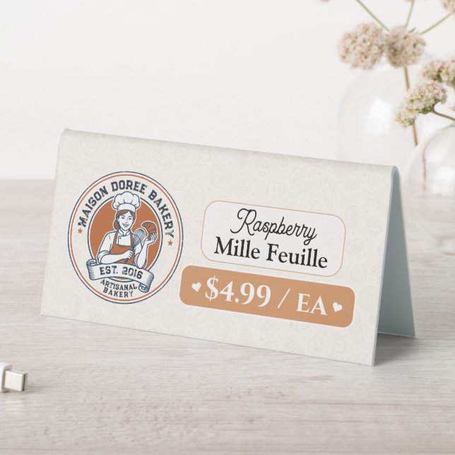 Bakery Pastry Baker Display Sign Label Price Tag (In SItu (Table))