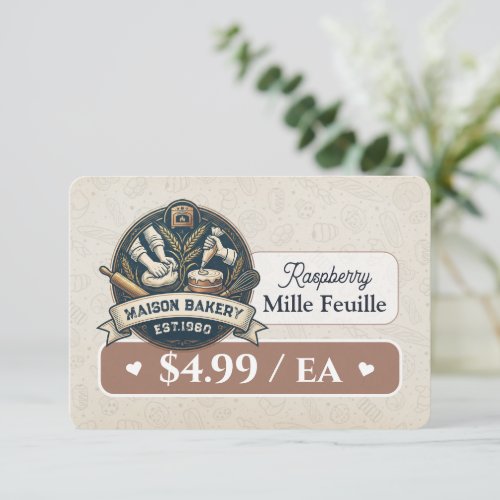 Bakery Pastry Baker Display Sign Label Price Tag Thank You Card
