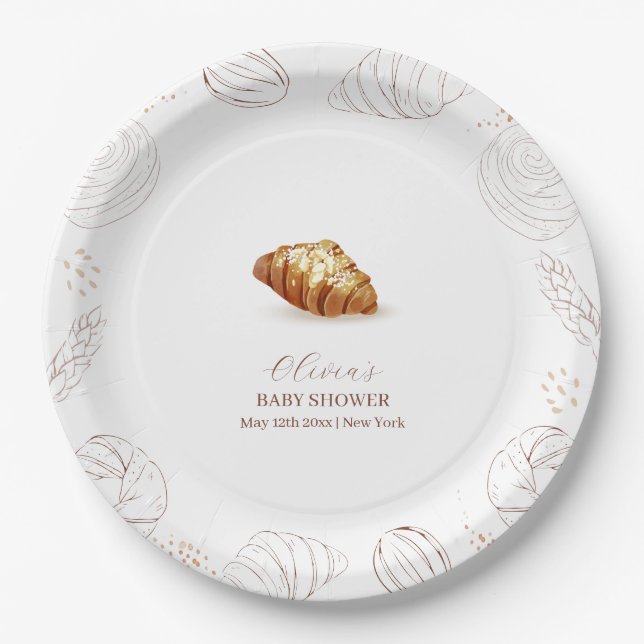 Bakery Pastry Bun In The Oven Baby Shower  Paper Plates (Front)
