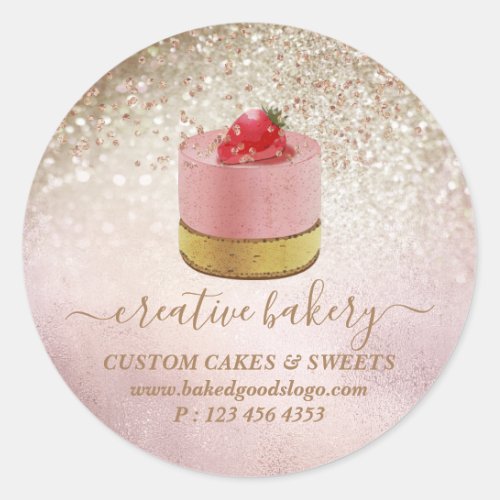 Bakery Pastry Cake Decor Wood glitter sparkles Classic Round Sticker