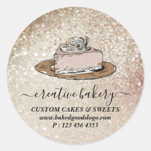 Bakery Pastry Cake slice on plate Decorations Classic Round Sticker