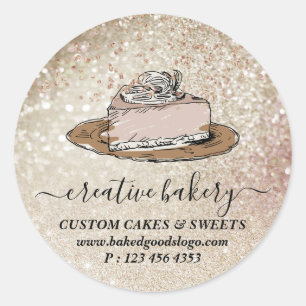 Bakery Pastry Cake slice on plate Decorations Classic Round Sticker