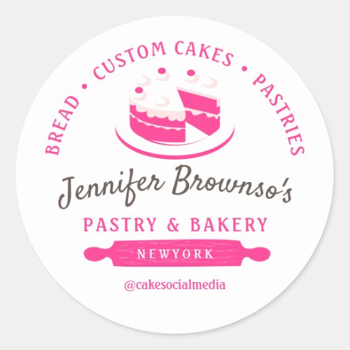 Bakery Pastry Cake Small Business Classic Round Sticker