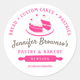 Bakery Pastry Cake Small Business Classic Round Sticker