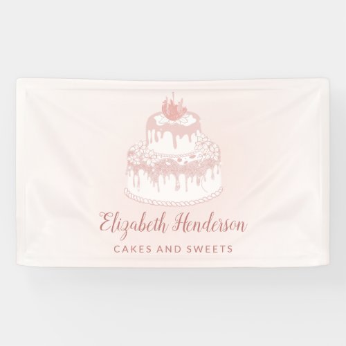 Bakery Pastry Cake Sweets Rose Gold Blush Pink Banner