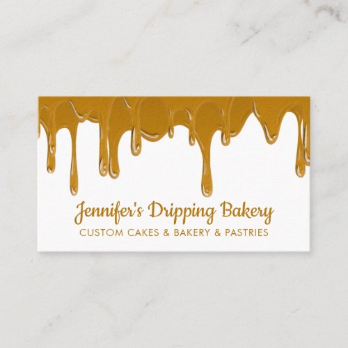 Bakery Pastry Chef Abstract Dripping Caramel Cream Business Card