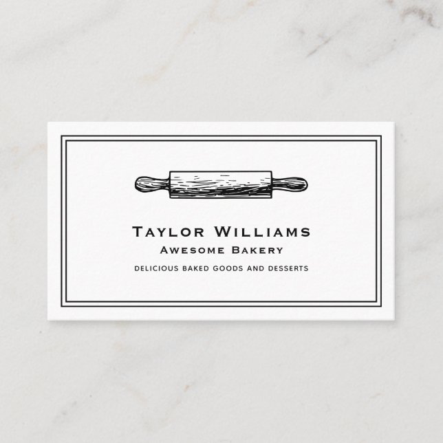 Bakery Pastry Chef Baked Goods Bread Rolling Pin Business Card (Front)