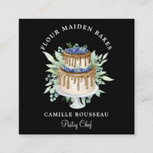 Bakery Pastry Chef Baker Black Square Business Card