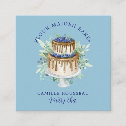 Bakery Pastry Chef Baker Blue Square Business Card