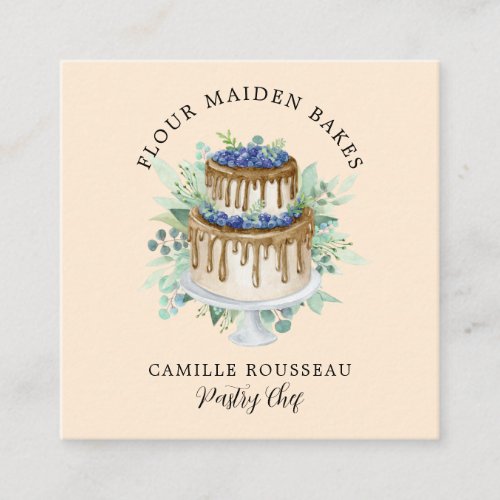 Bakery Pastry Chef Baker Peach Square Business Card