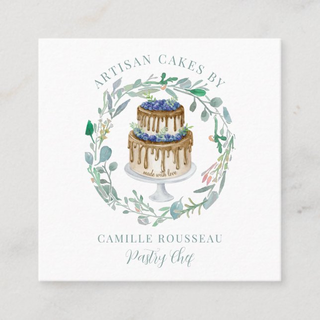 Bakery Pastry Chef Baker Square Business Card (Front)