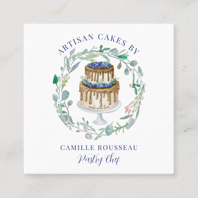 Bakery Pastry Chef Baker Square Business Card (Front)