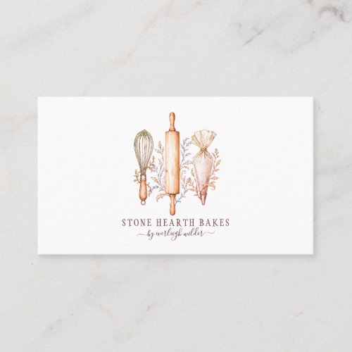 Bakery Pastry Chef Baker Utensils Pink  Business Card