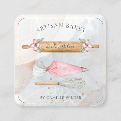 Bakery Pastry Chef Bakers Tools Business  Square Business Card