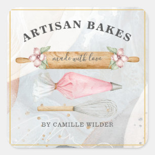 Bakery Pastry Chef Bakers Tools Business  Square S Sticker