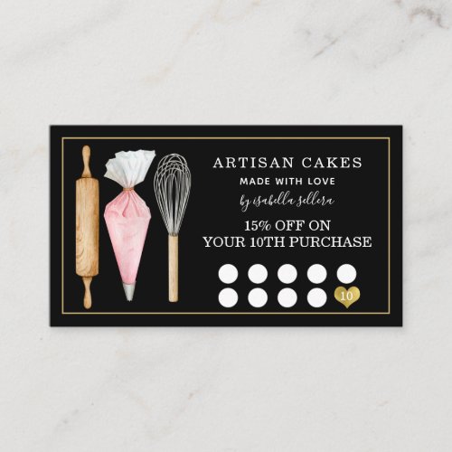 Bakery Pastry Chef Bakers Tools Loyalty Punch Card
