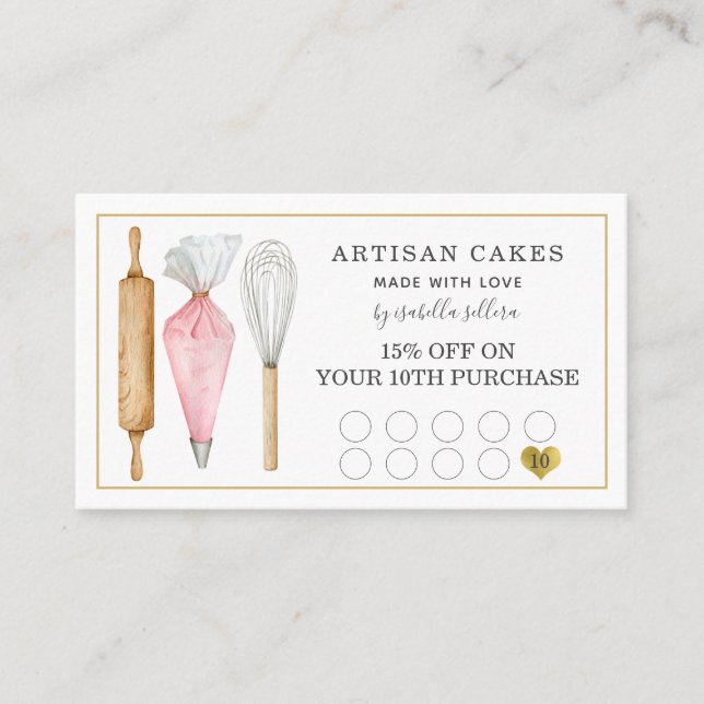 Bakery Pastry Chef Bakers Tools Loyalty Punch Card (Front)