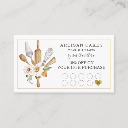 Bakery Pastry Chef Bakers Tools Loyalty Punch Card