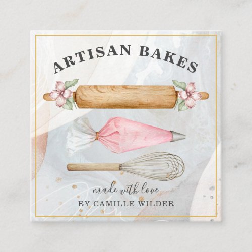 Bakery Pastry Chef Bakers Tools Square Business Card