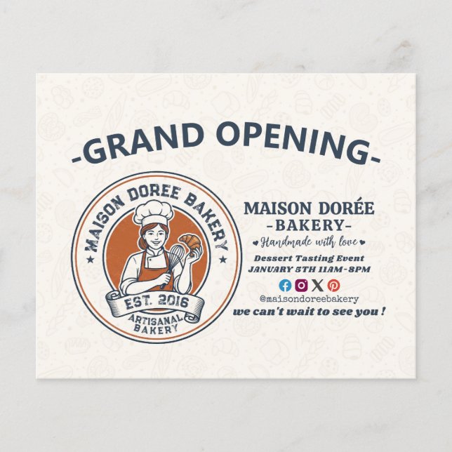Bakery Pastry Chef Baking Catering Grand Opening Flyer (Front)