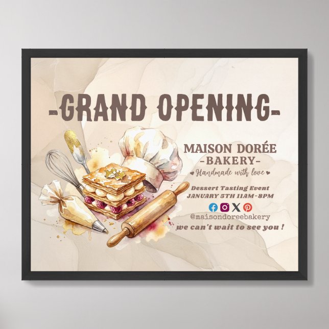 Bakery Pastry Chef Baking Catering Grand Opening Framed Art (Framed Front)