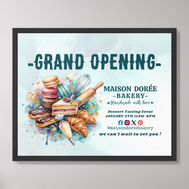 Bakery Pastry Chef Baking Catering Grand Opening Framed Art (Framed Front)