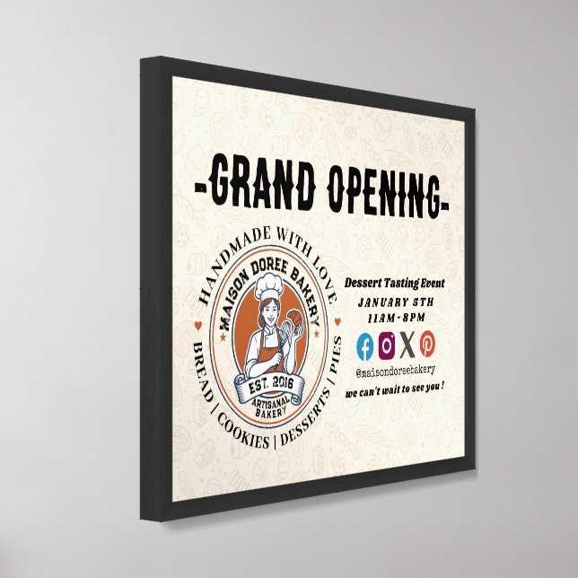 Bakery Pastry Chef Baking Catering Grand Opening Framed Art (Framed Angled)