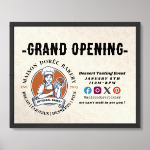 Bakery Pastry Chef Baking Catering Grand Opening Framed Art