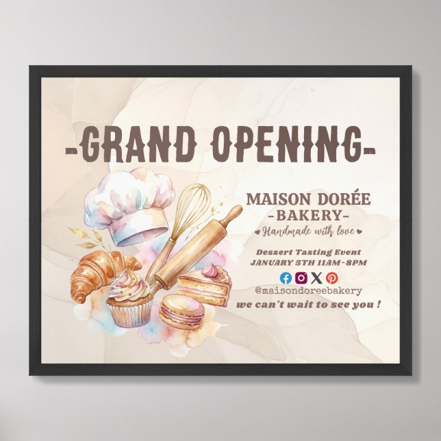 Bakery Pastry Chef Baking Catering Grand Opening Framed Art (Framed Front)