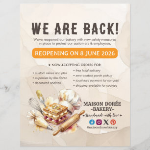 Bakery Pastry Chef Baking Catering Grand Reopening Flyer