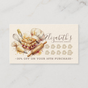 Bakery Pastry Chef Baking Catering Loyalty Punch Card