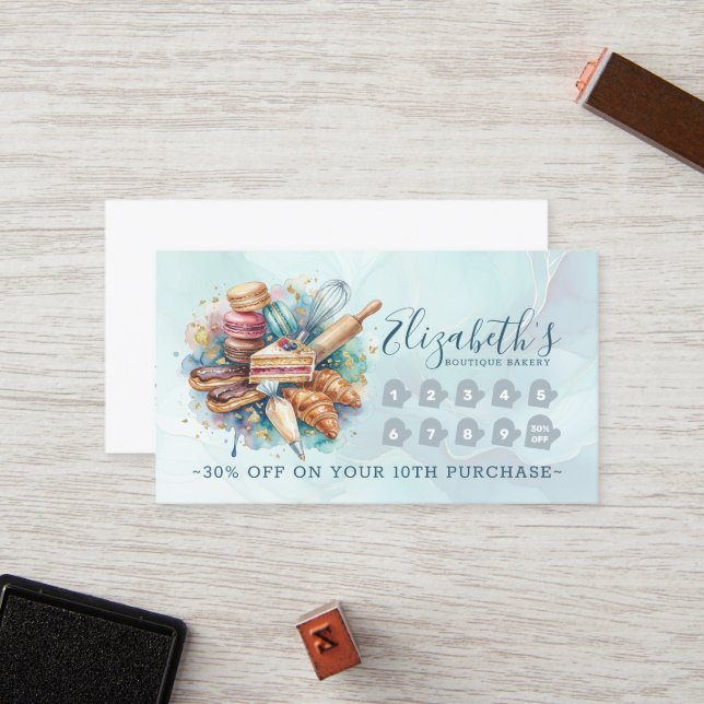 Bakery Pastry Chef Baking Catering Loyalty Punch Card (Front/Back In Situ)