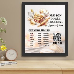 Bakery Pastry Chef Baking Catering Opening Hours Framed Art