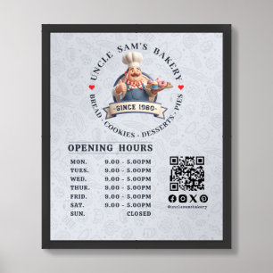 Bakery Pastry Chef Baking Catering Opening Hours Framed Art